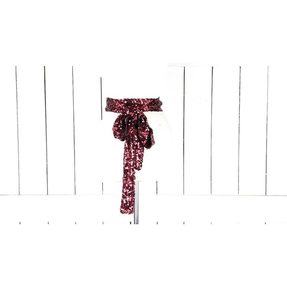 Red sequins skinny long sash tie necklace choker belt